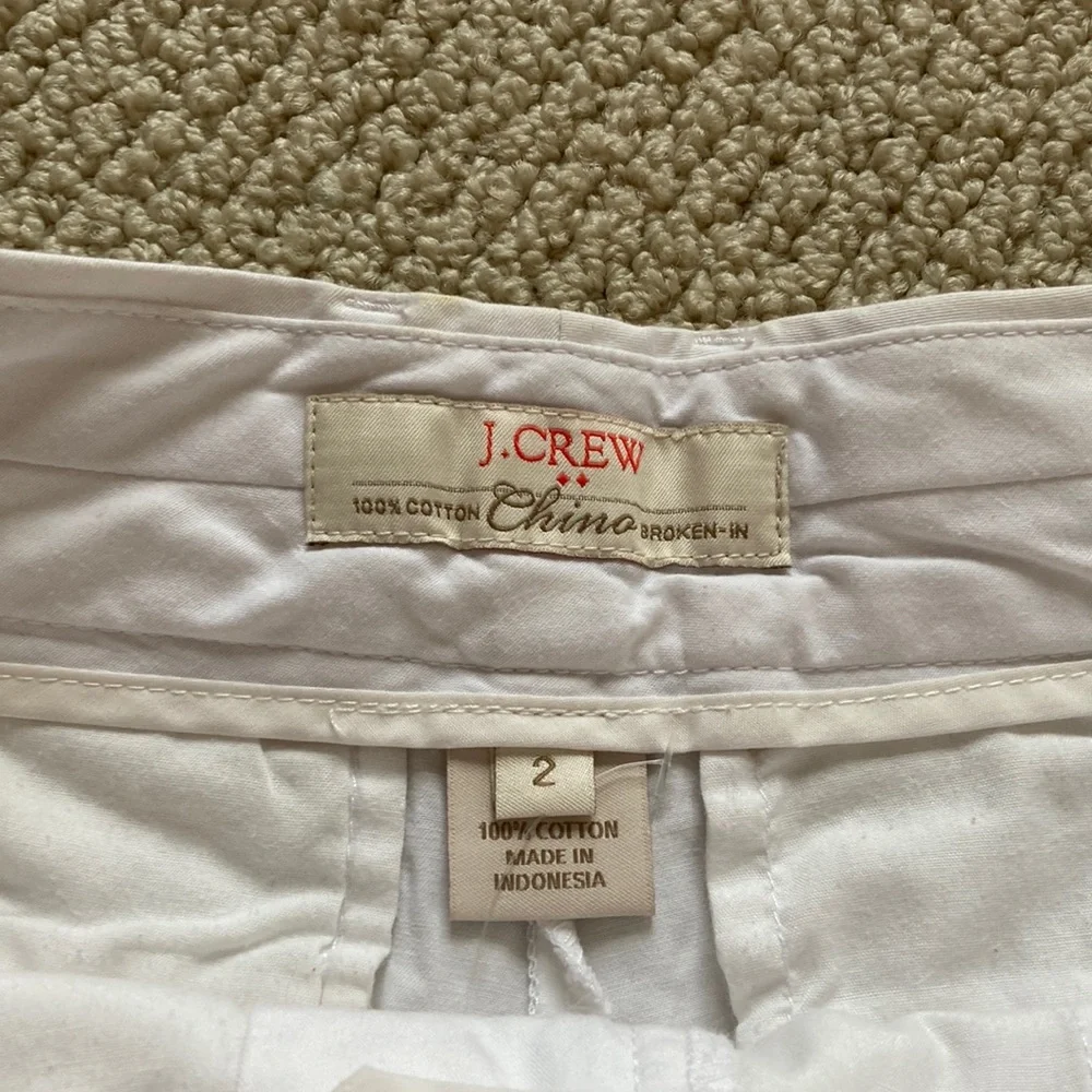 J. Crew 100% Cotton Chino Shorts White Size 2 Summer Chic Breathable Boating EUC